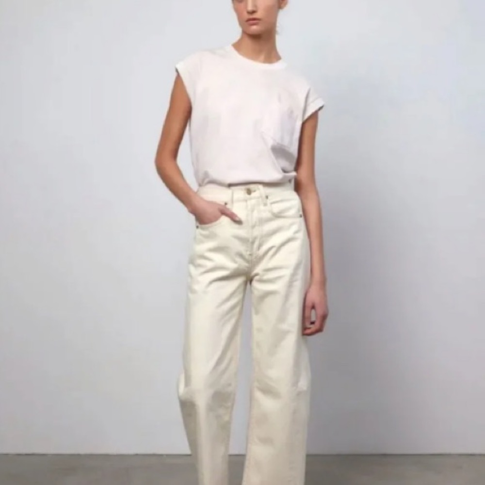 B SIDES PLEIN LASSO WIDE-LEG RIGID JEANS IN CLAIR / CREAM NWT ONE OF A KIND